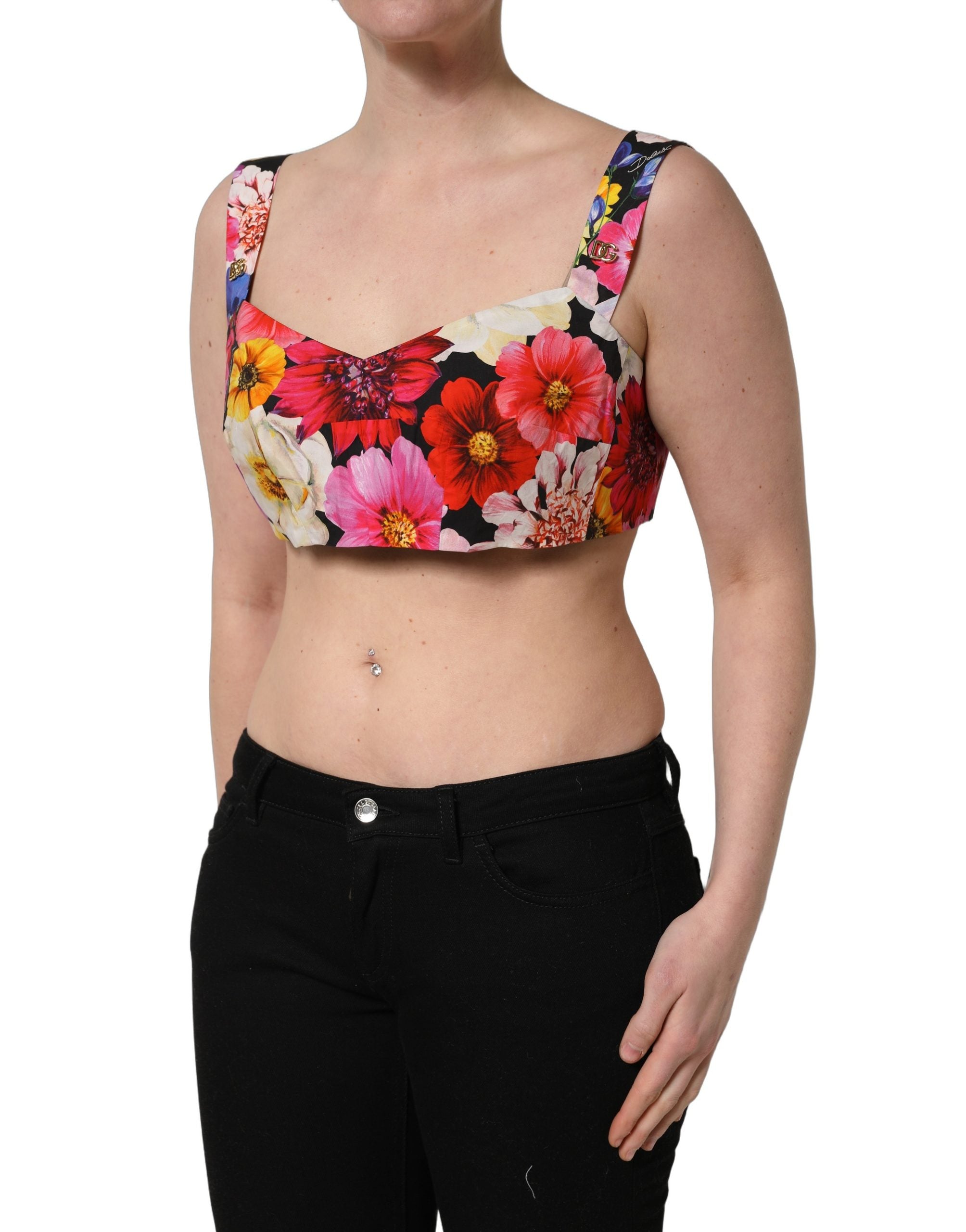 Dolce & Gabbana Bustier-Top mit Blumenprint in Multicolor