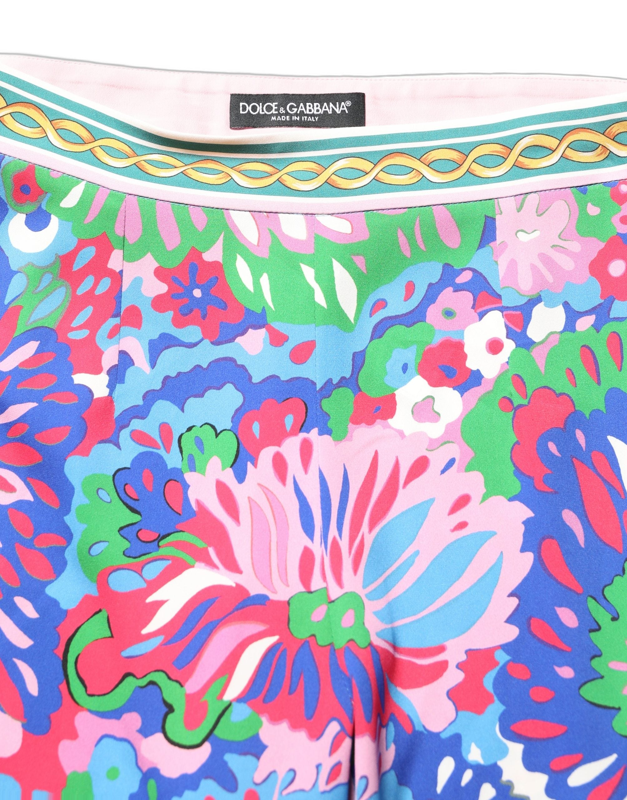 Dolce & Gabbana Leggings aus Stretch-Jersey mit mehrfarbigem Blumenmuster