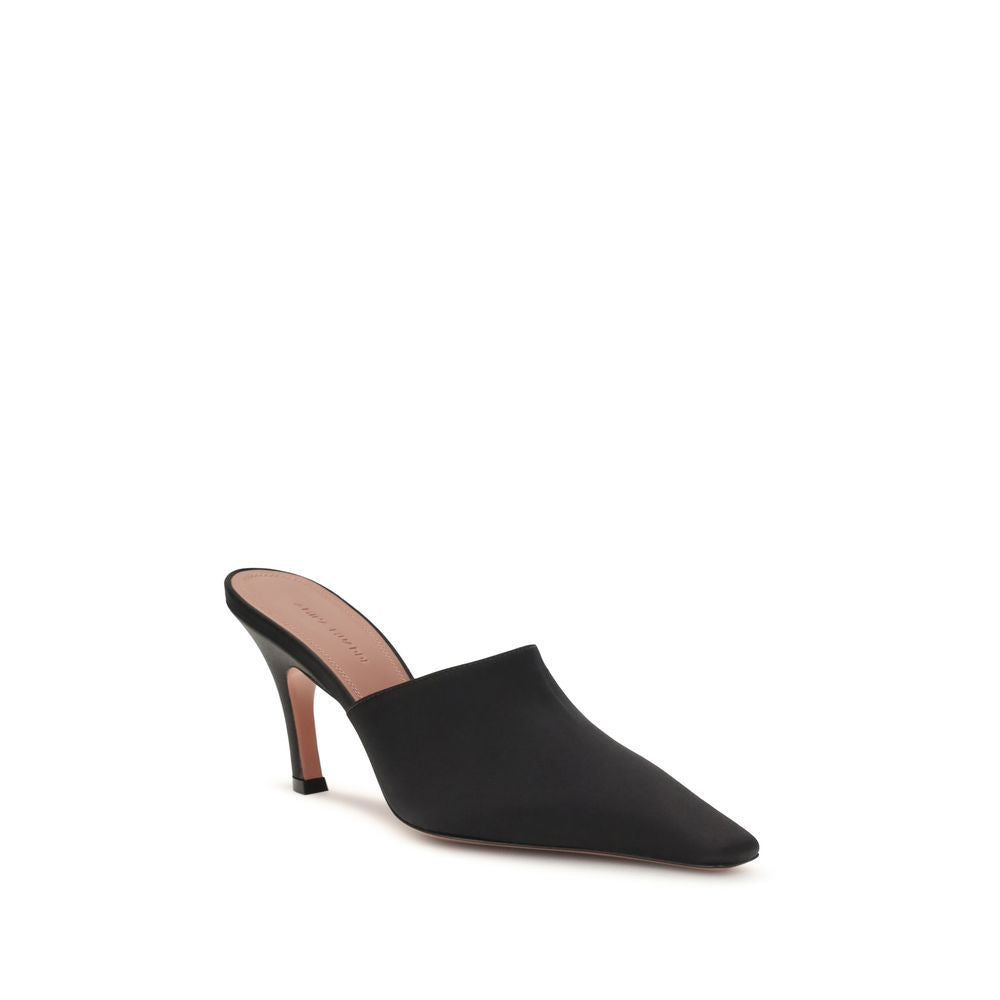 Amina Muaddi Schwarze Sandalen aus Seide