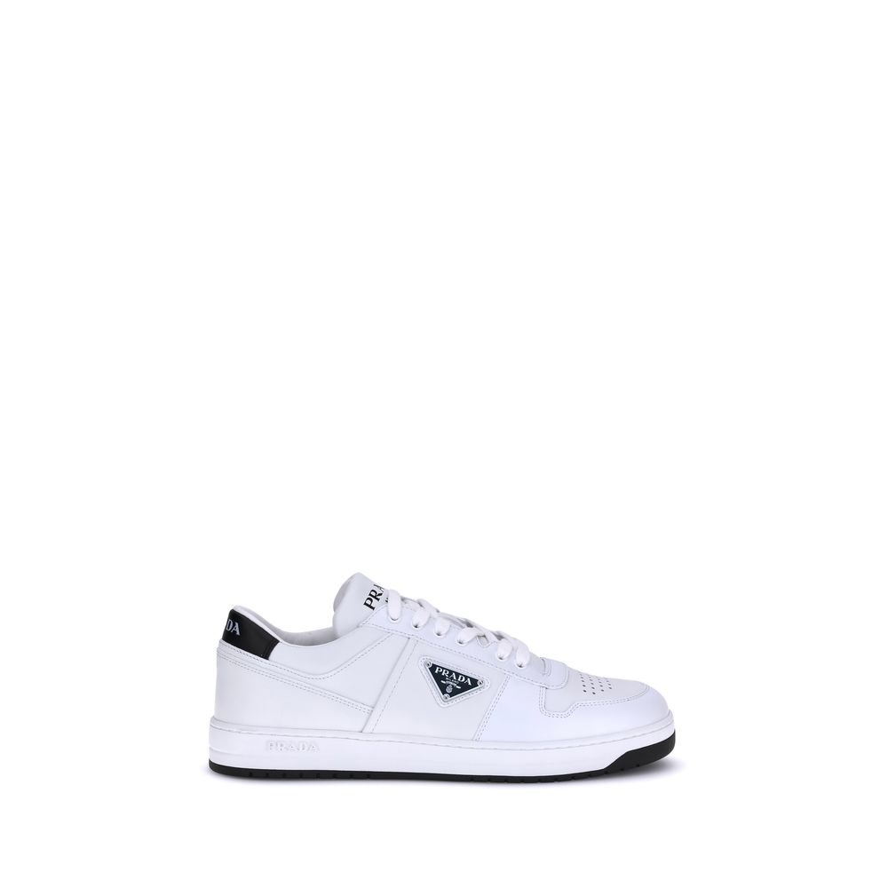 Prada Weiße Low-Top-Sneaker aus Kalbsleder Bos Taurus