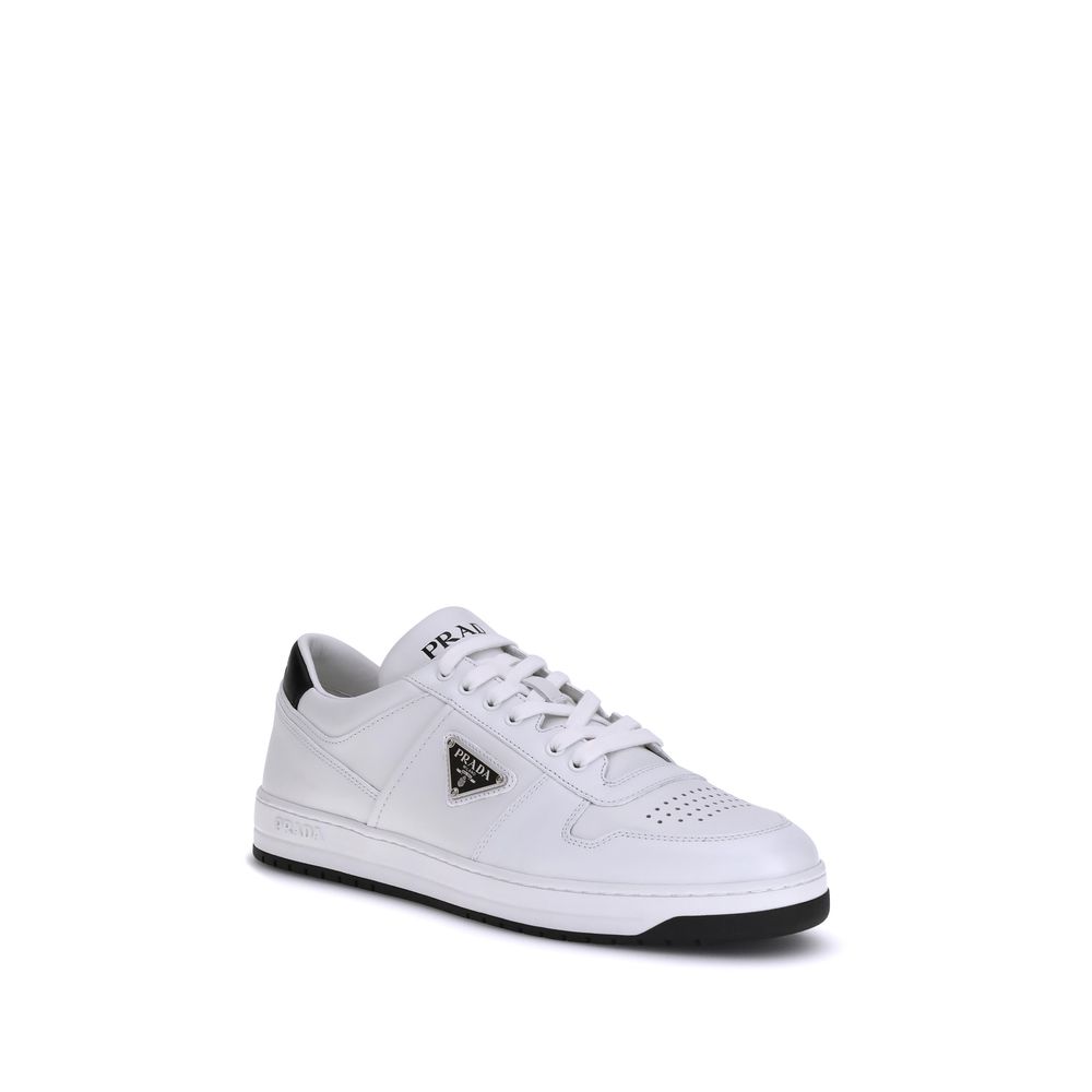 Prada Weiße Low-Top-Sneaker aus Kalbsleder Bos Taurus