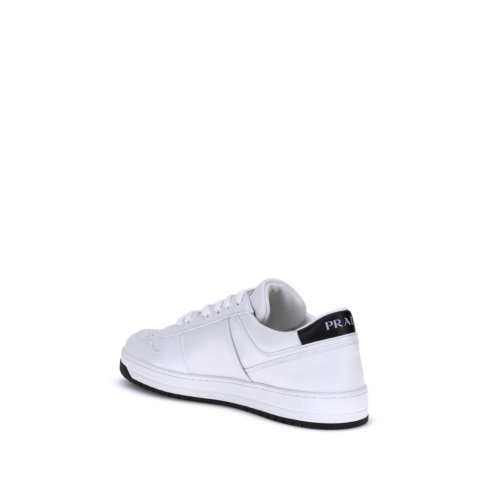 Prada Weiße Low-Top-Sneaker aus Kalbsleder Bos Taurus
