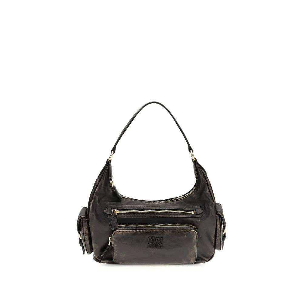 Miu Miu Braune Kalbsleder Bos Taurus Schultertasche