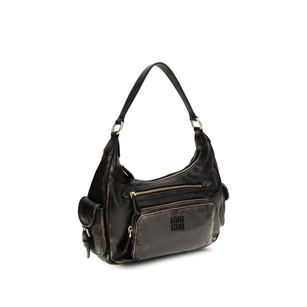 Miu Miu Braune Kalbsleder Bos Taurus Schultertasche