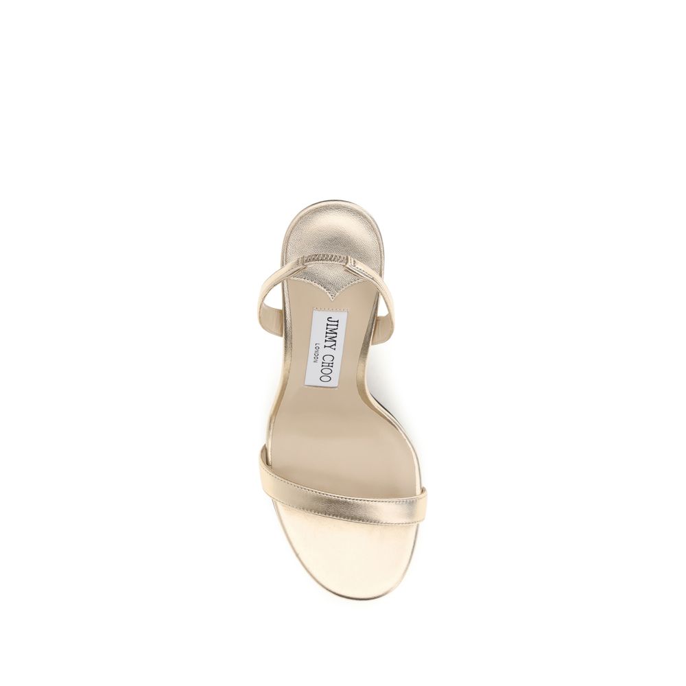 Jimmy Choo Sandale mit Stiletto-Absatz aus Kalbsleder Bos Taurus in Gold