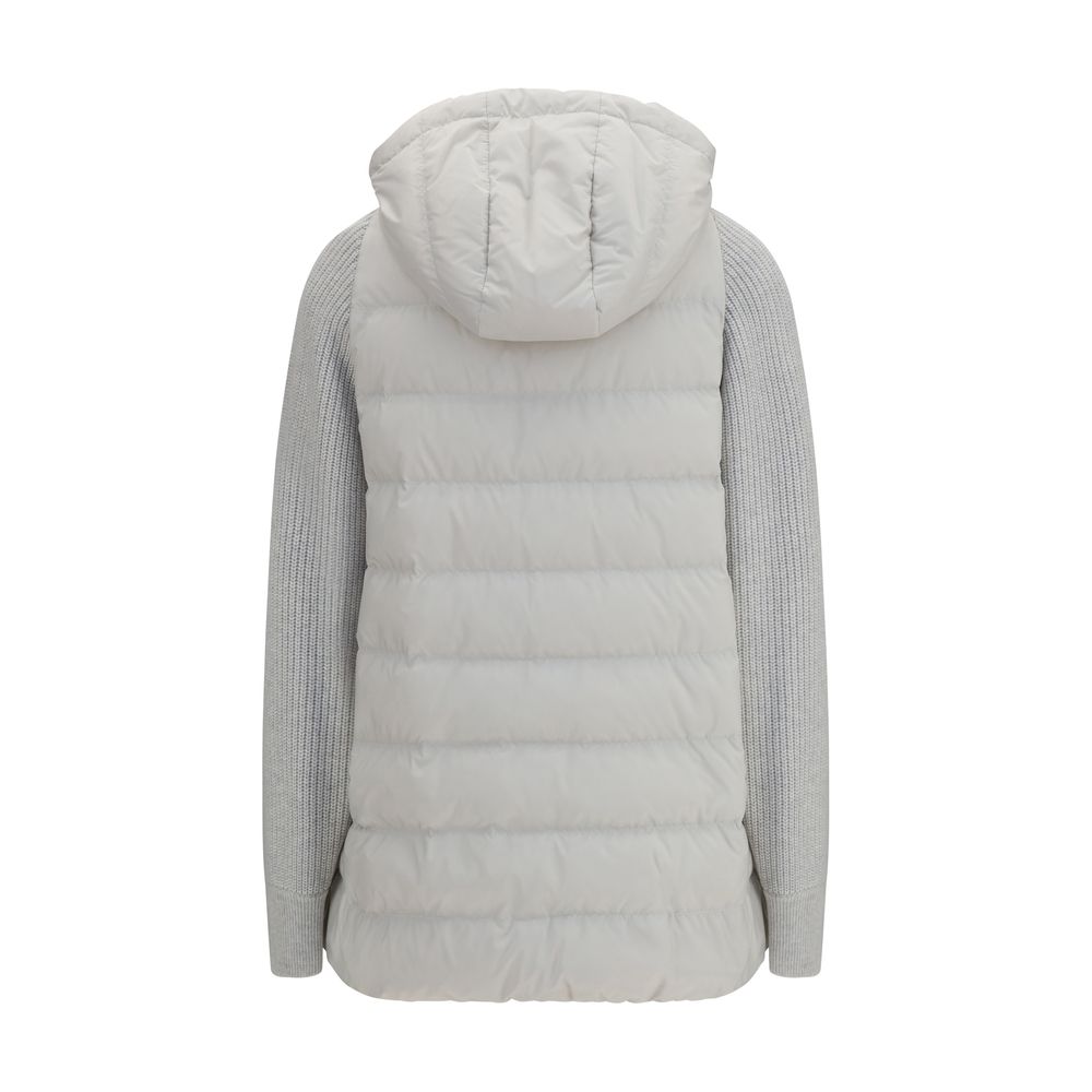 Brunello Cucinelli Graue Polyester-Jacke in voller Länge