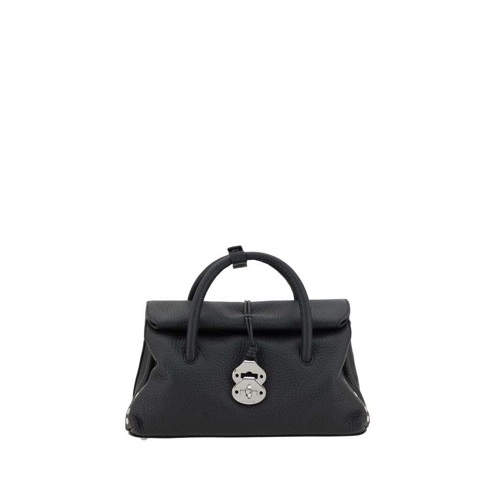 Zanellato Schwarze Bos Taurus Kalbsleder Schultertasche