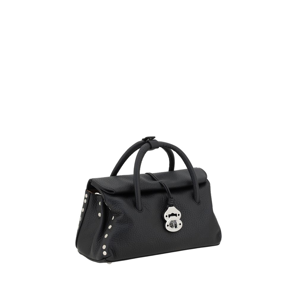 Zanellato Schwarze Bos Taurus Kalbsleder Schultertasche