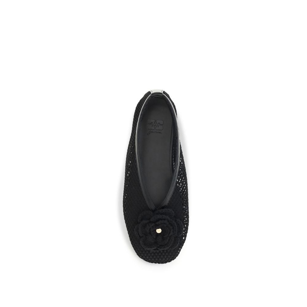 Ganni Schwarze Ballett-Flats aus Polyethylen