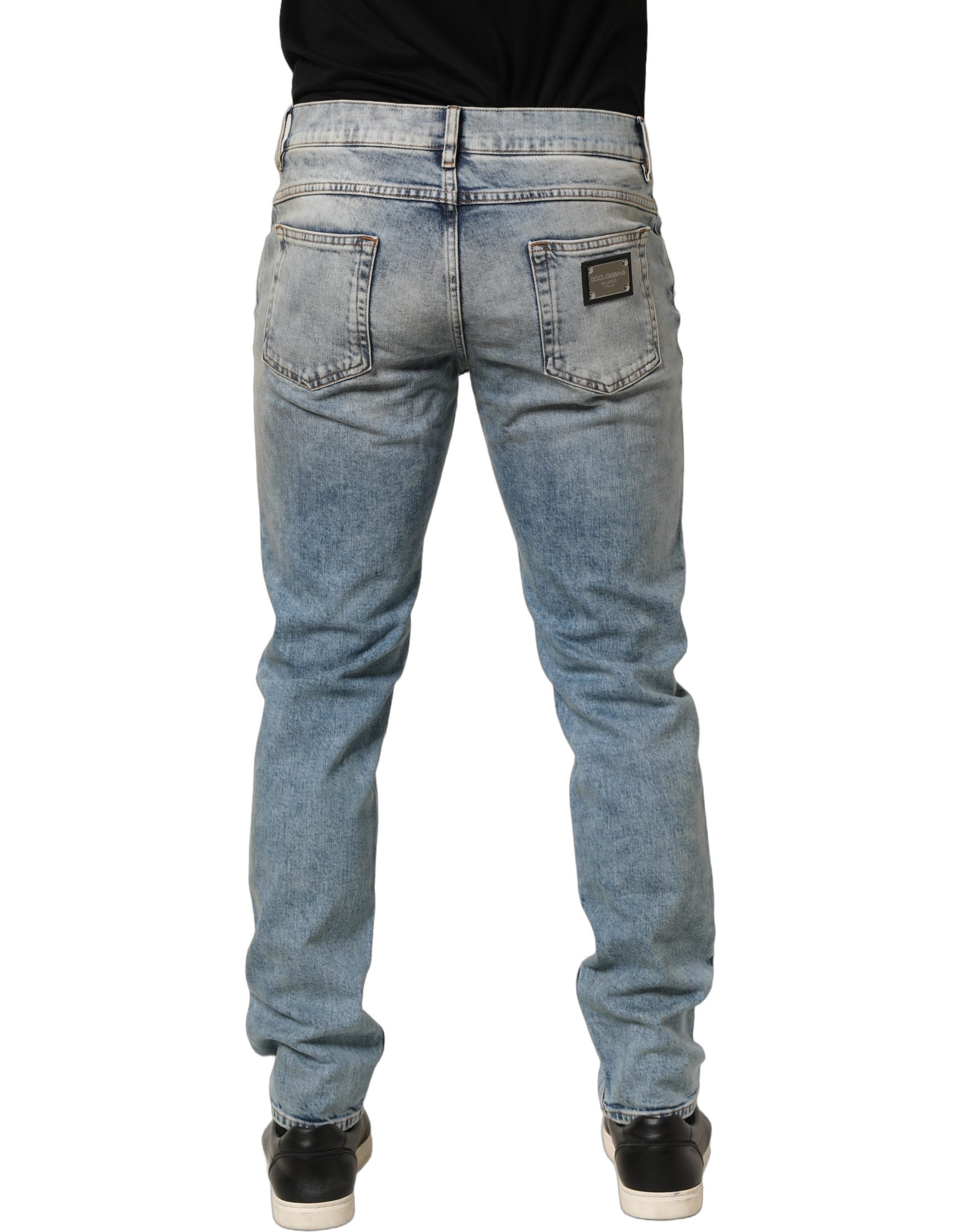 Dolce & Gabbana Blaue gewaschene gerade Herren-Jeans mit mittlerer Taille
