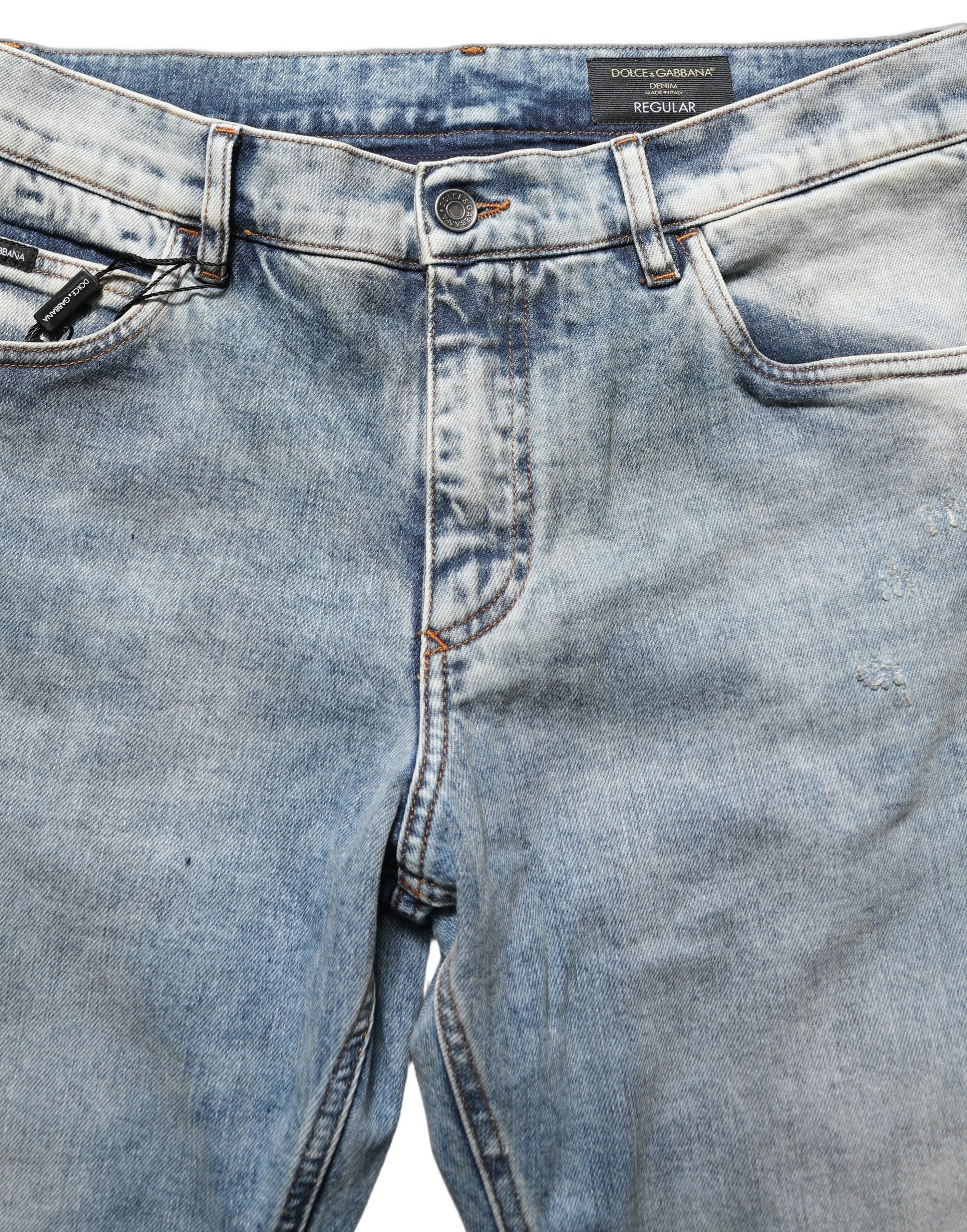 Dolce & Gabbana Blaue gewaschene gerade Herren-Jeans mit mittlerer Taille
