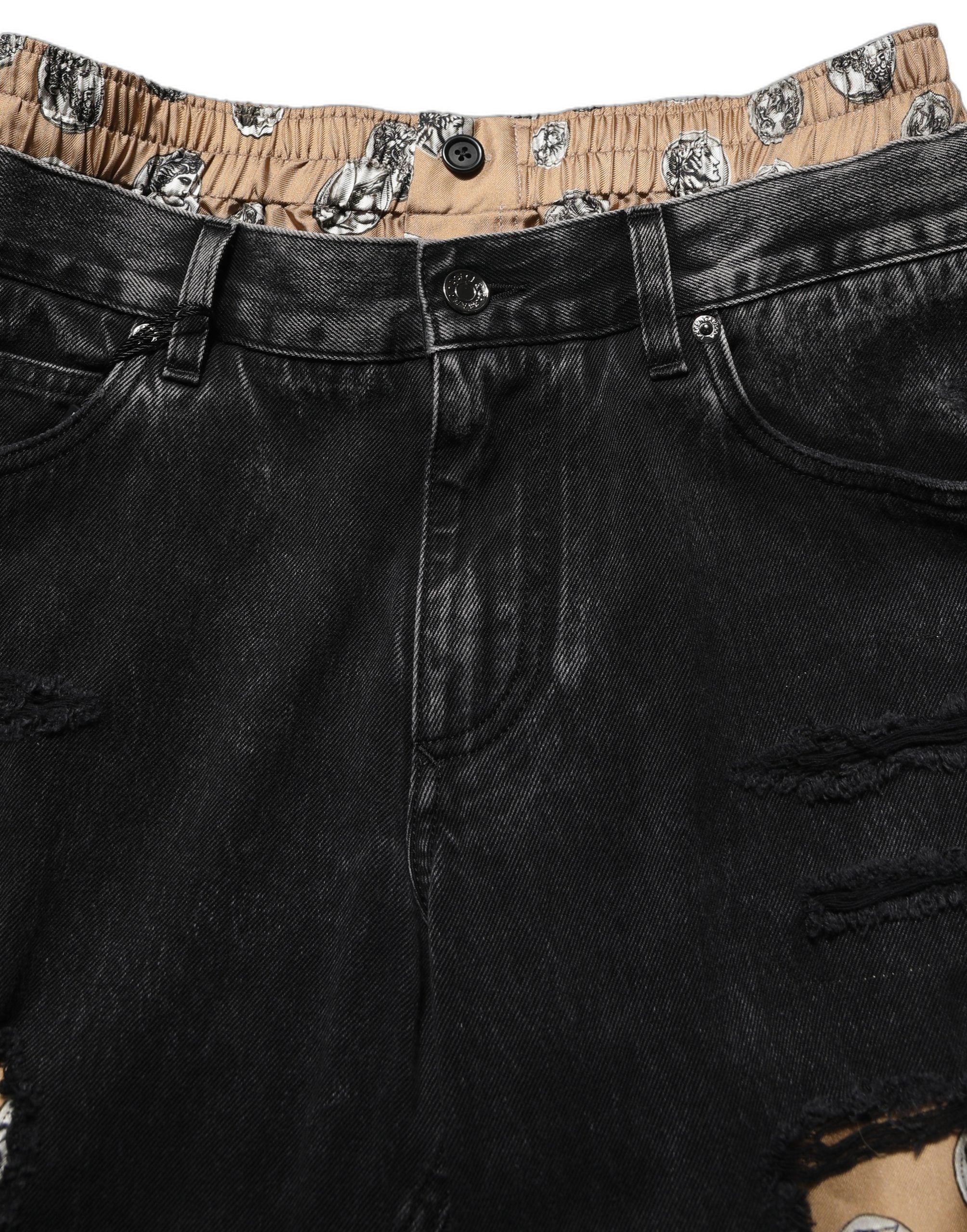 Dolce & Gabbana Schwarze "Distressed" Baumwoll-Jeans im geraden Schnitt