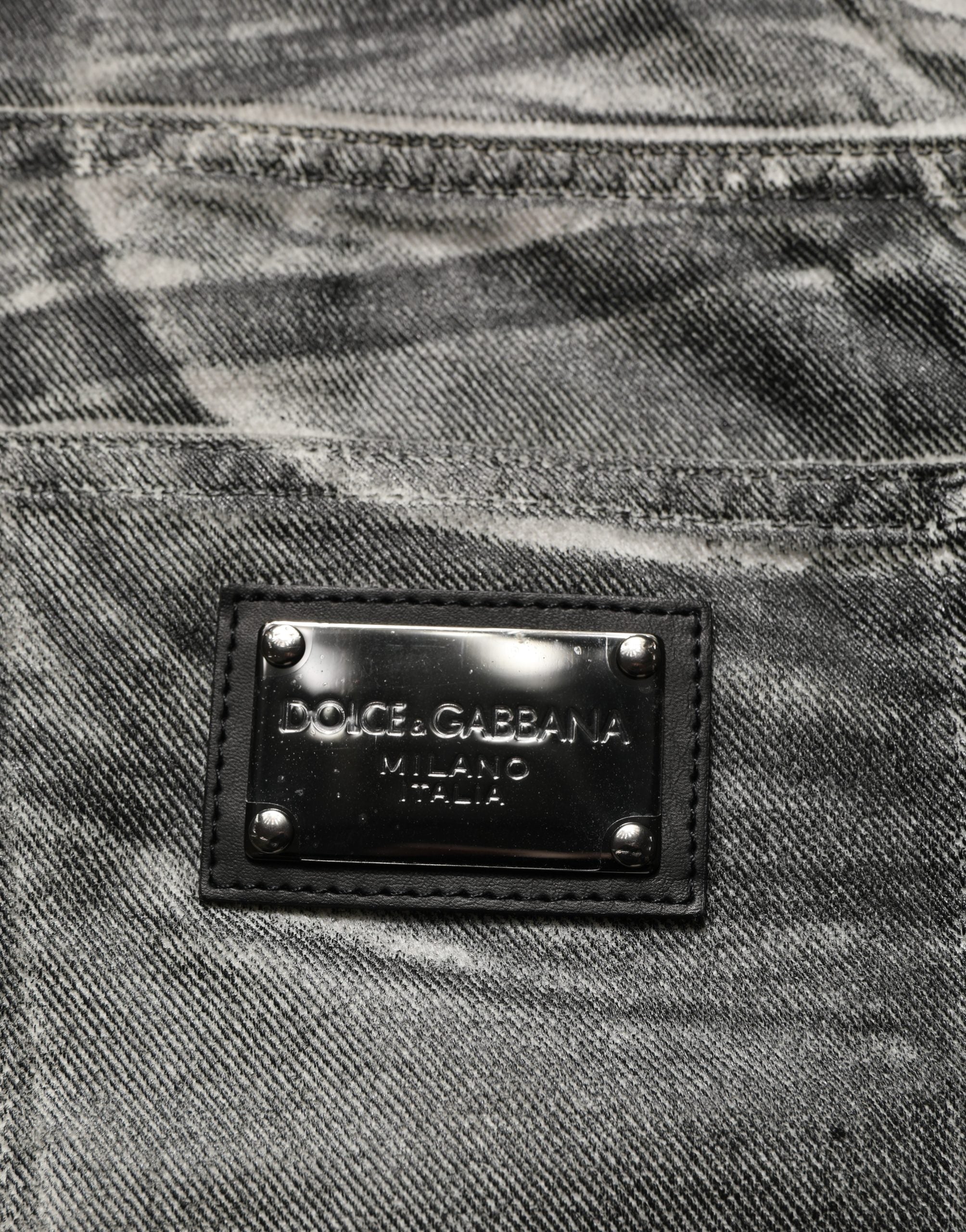 Dolce & Gabbana Graue, gewaschene gerade geschnittene Jeans mit mittlerer Leibhöhe