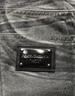 Dolce & Gabbana Graue, gewaschene gerade geschnittene Jeans mit mittlerer Leibhöhe