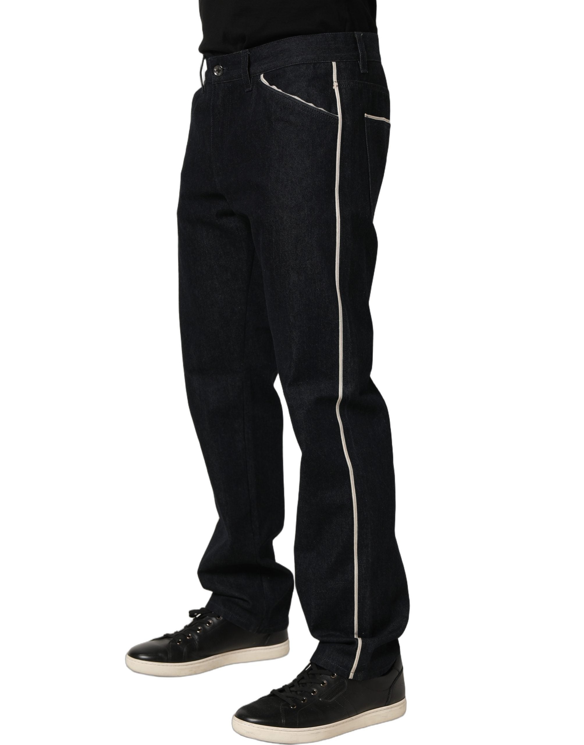 Dolce & Gabbana Schwarze Baumwoll-Jeans für Herren, Mid Waist, Klassischer Schnitt
