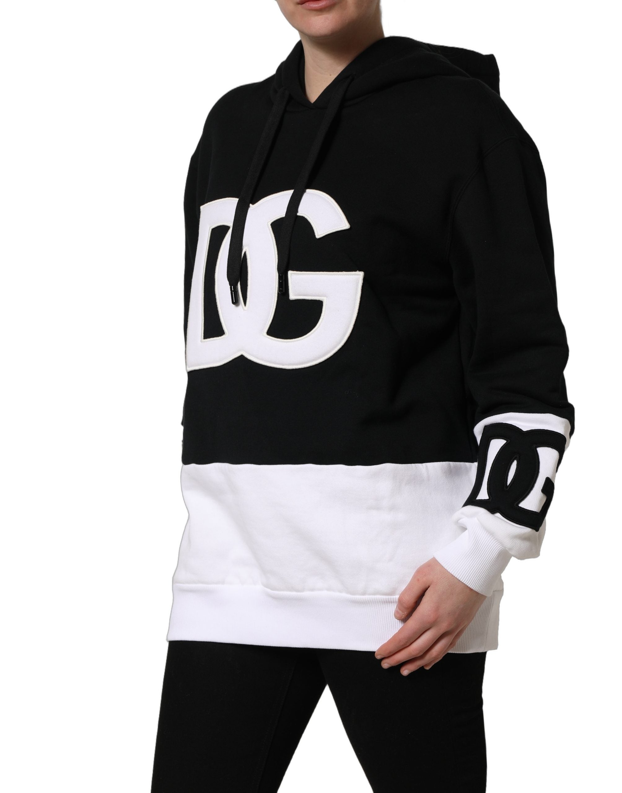 Dolce & Gabbana Kapuzenpullover mit Schwarz-Weiß-Applikationen