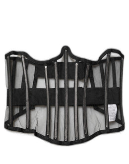 Dolce & Gabbana Schwarzer transparenter Tüll-Body, Cropped Corsagen-Oberteil