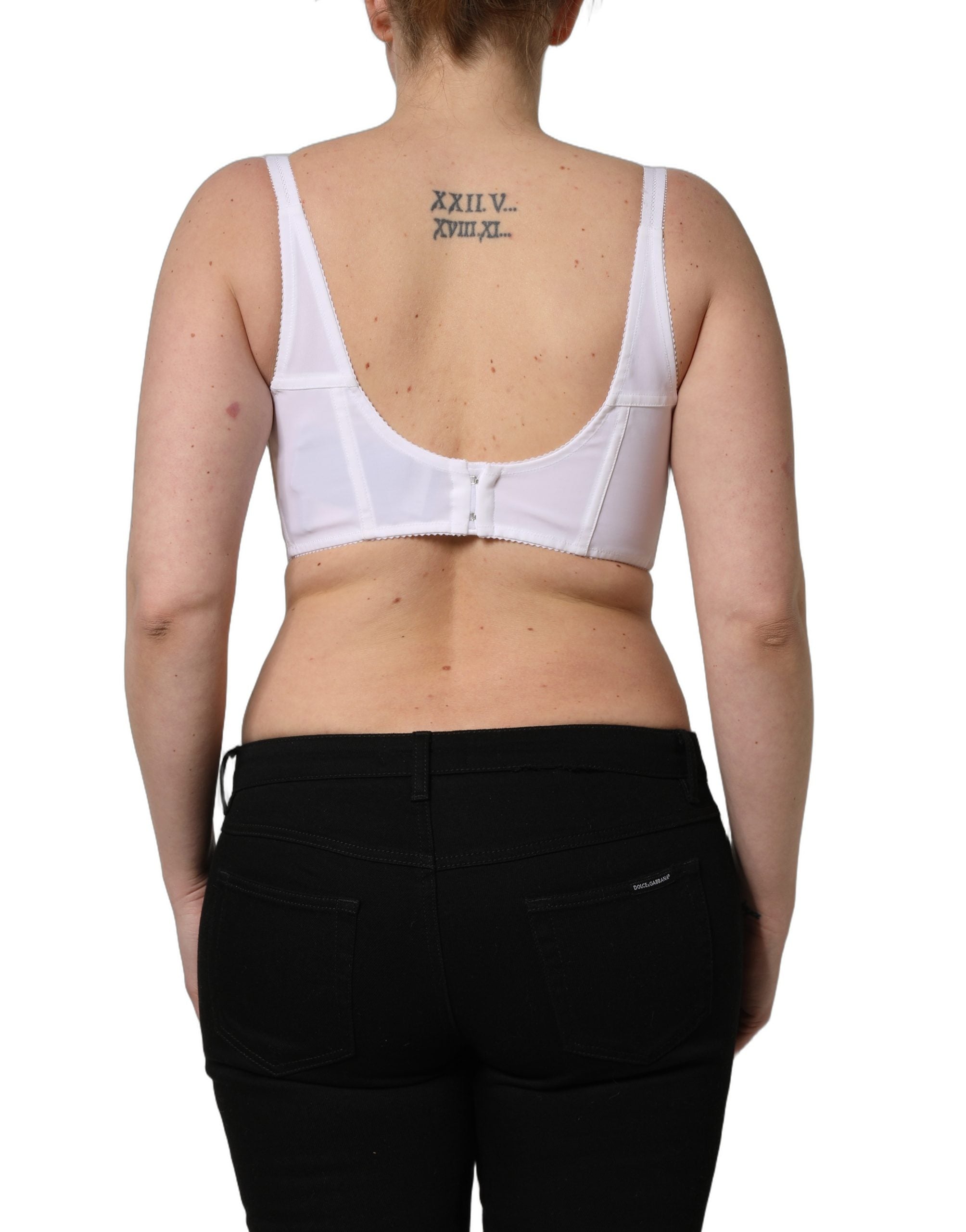 Dolce & Gabbana Weißes Korsett-Bustier-Crop-Top mit Perlenbesatz
