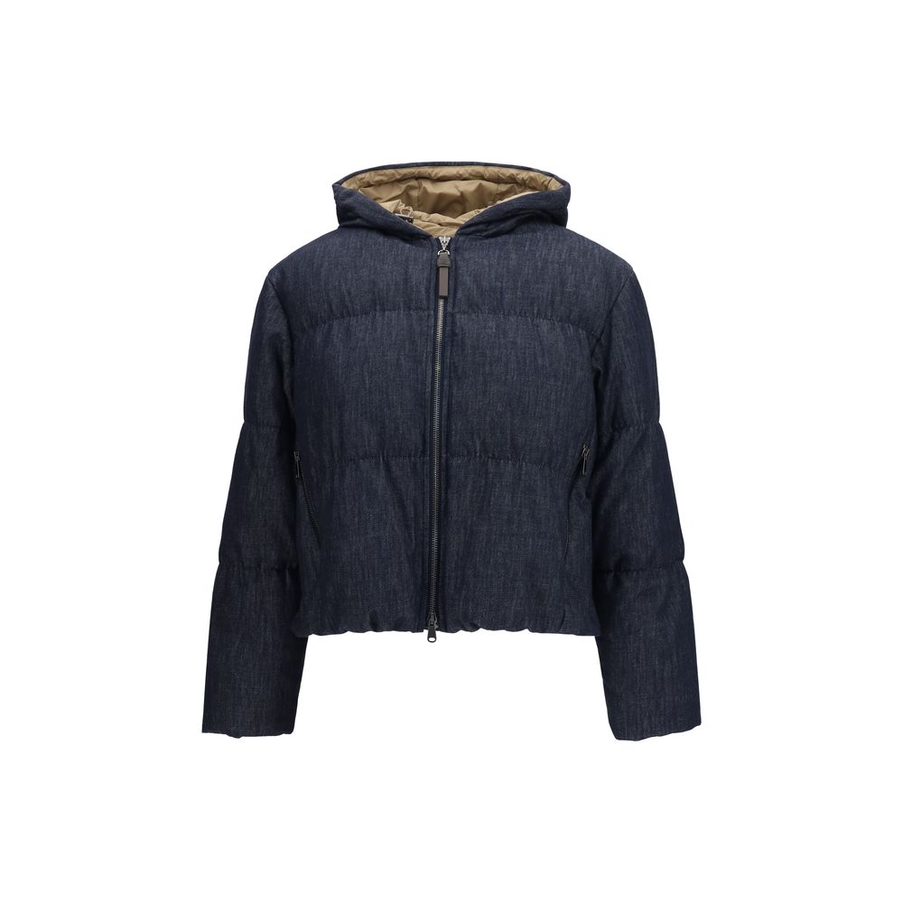 Brunello Cucinelli Blaue Baumwoll-Shell-Jacke