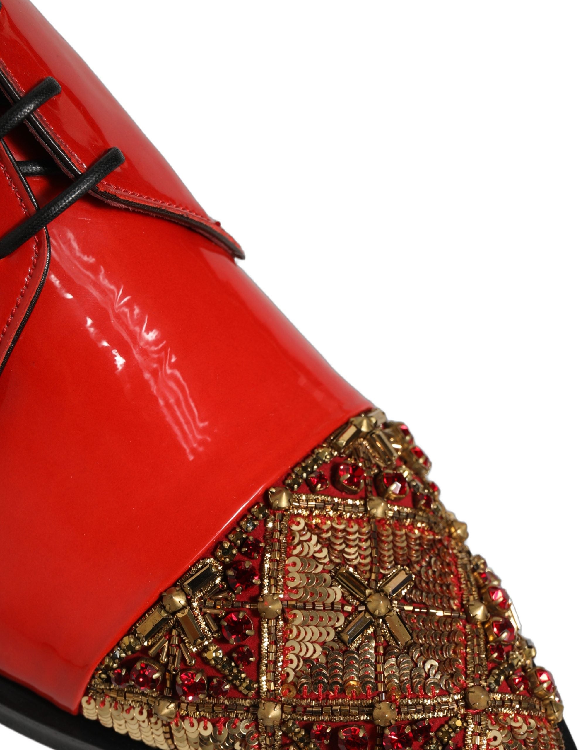 Dolce & Gabbana Herren-Derby-Kleiderschuhe mit roten Verzierungen
