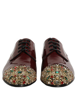 Dolce & Gabbana Maroon verzierte Derby-Abendschuhe