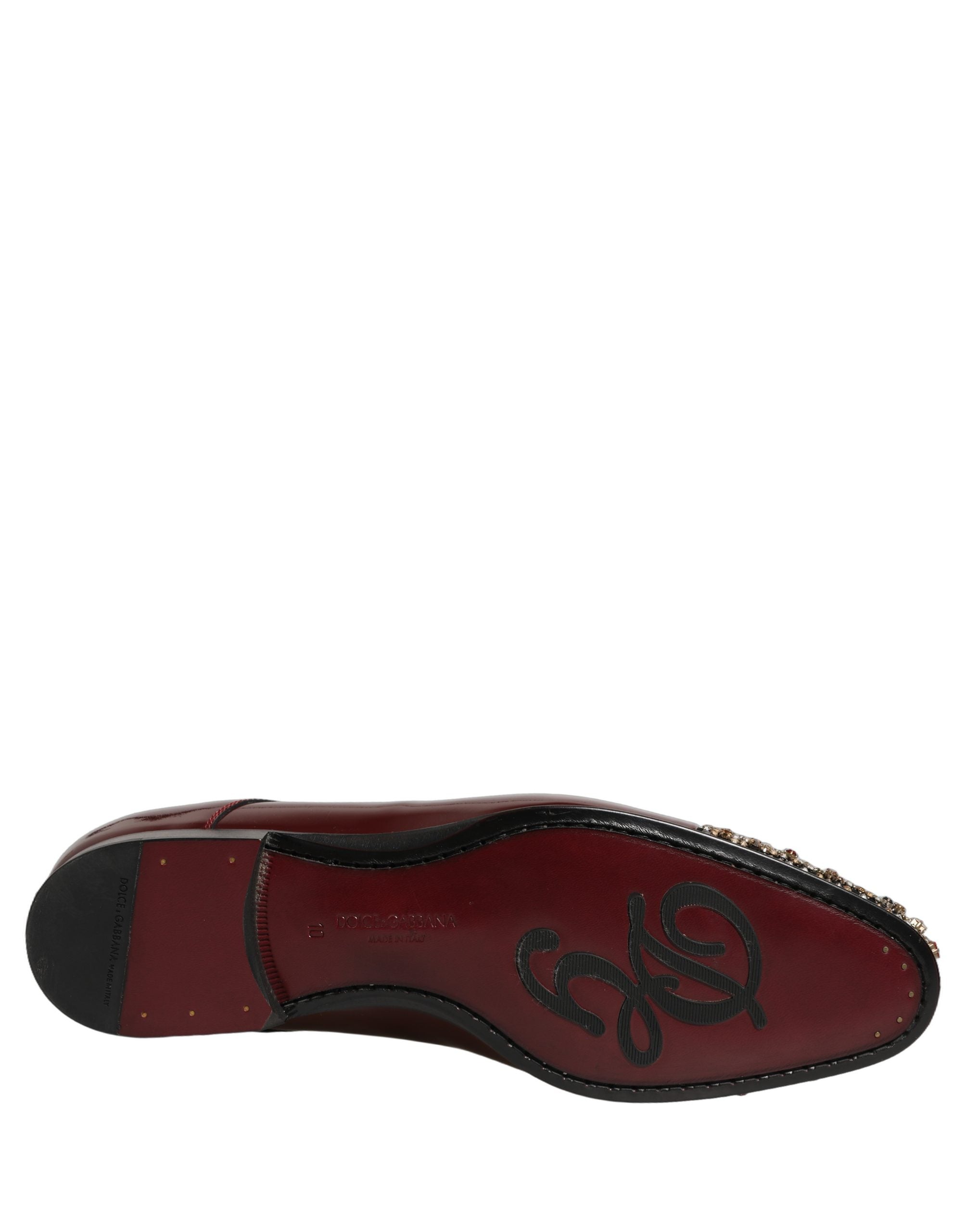 Dolce & Gabbana Maroon verzierte Derby-Abendschuhe