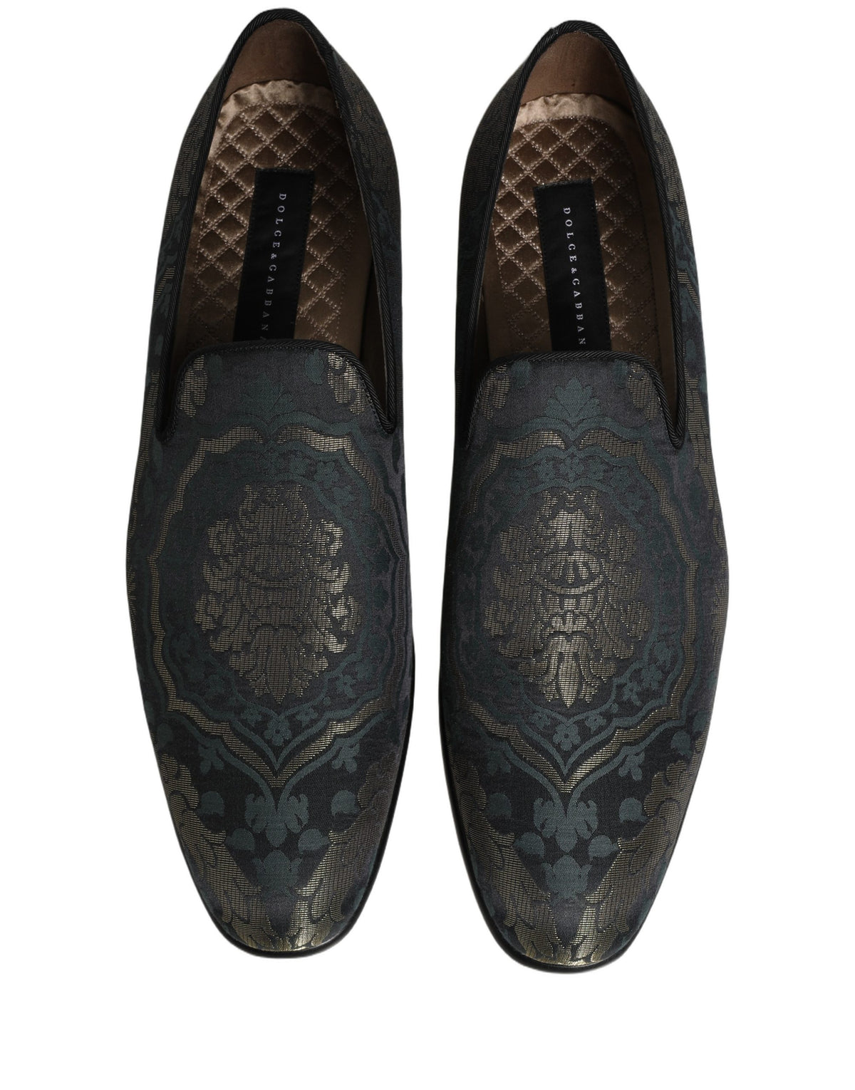 Dolce & Gabbana Schwarze Loafer aus Brokat mit Blumenmuster zum Hineinschlüpfen