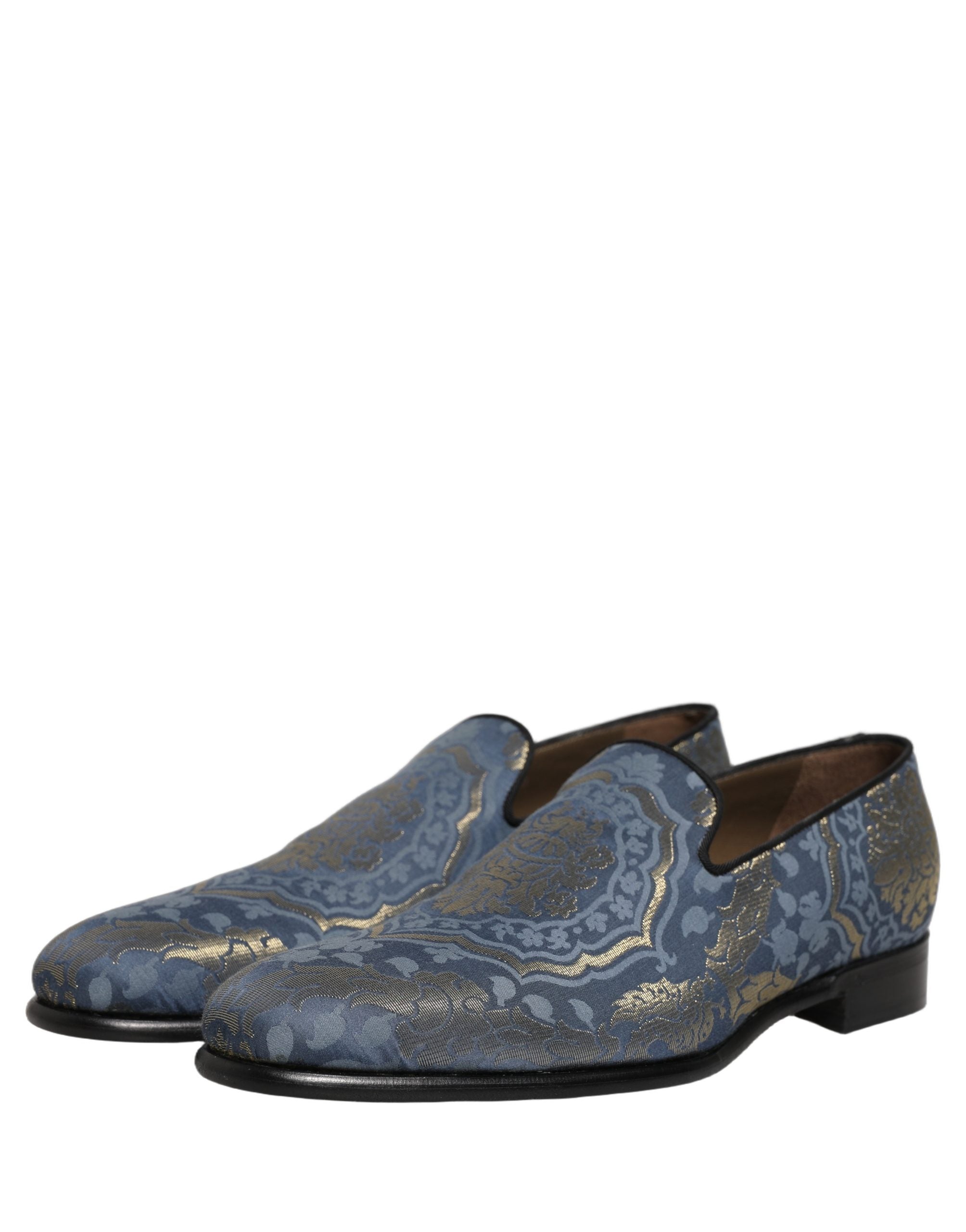 Dolce & Gabbana Blaue Blumen-Brocade-Slipper-Loafer