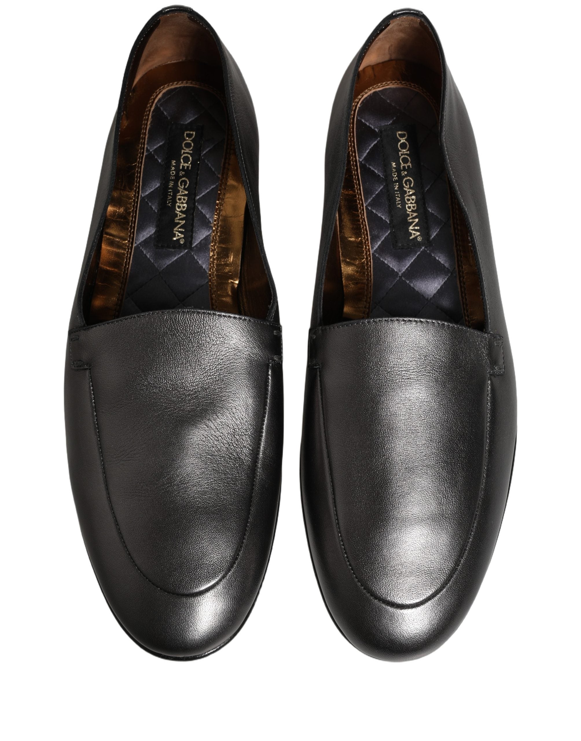 Dolce & Gabbana Silberne DG Logo Loafer aus Leder