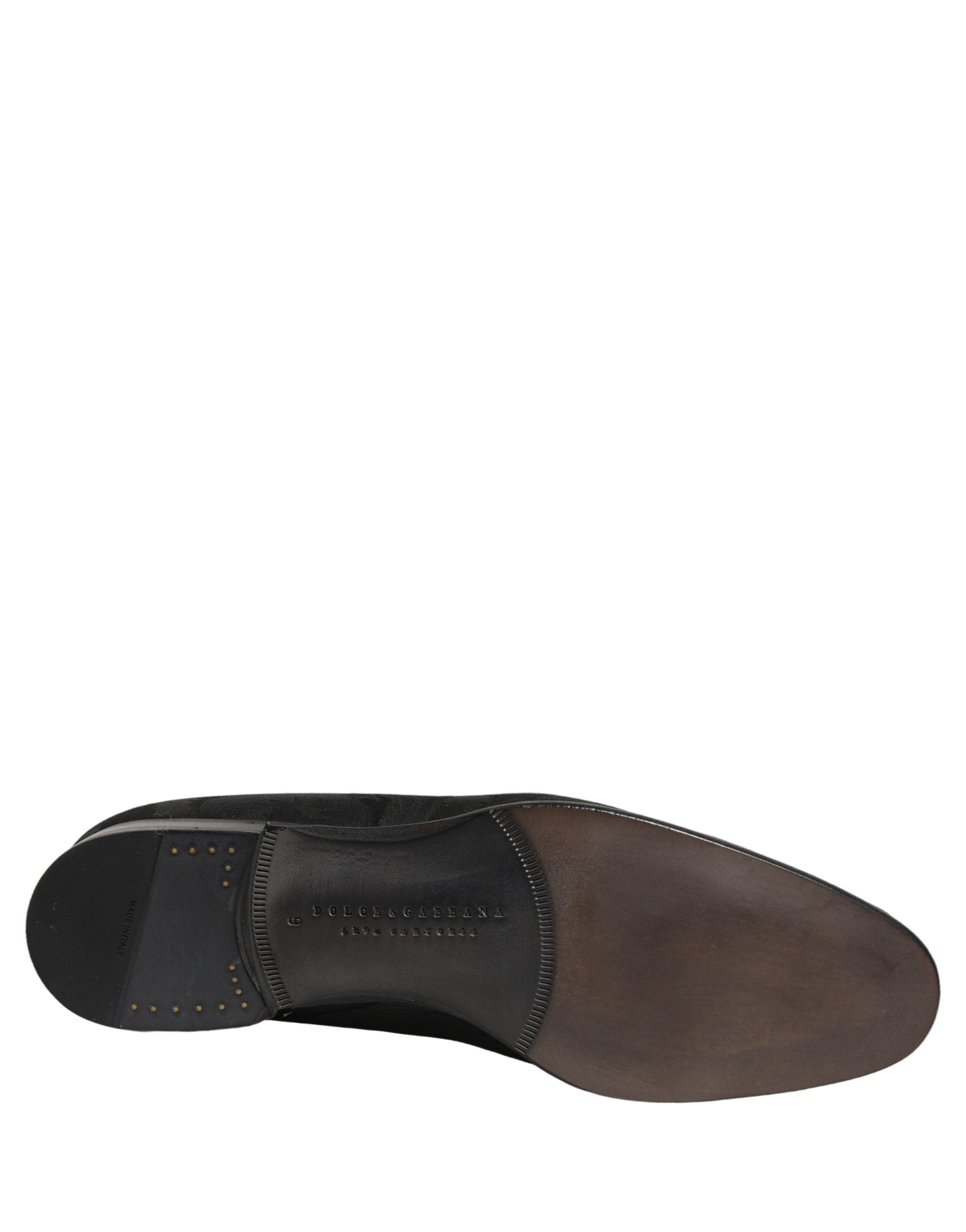 Dolce & Gabbana Schwarze Brokat-Loafer für Herren zum Hineinschlüpfen