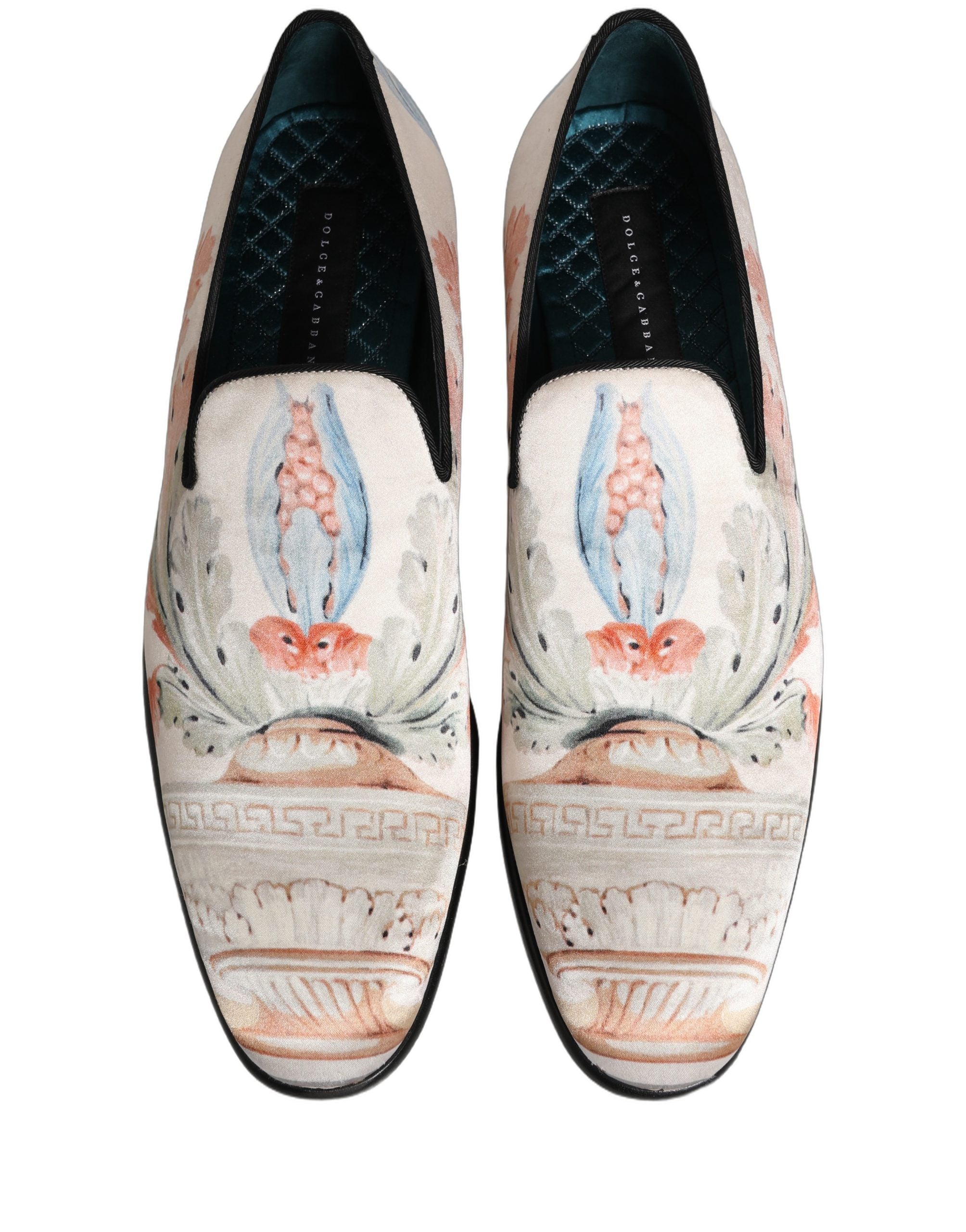 Dolce & Gabbana Weiße Loafer mit Blumen-Vasen-Print