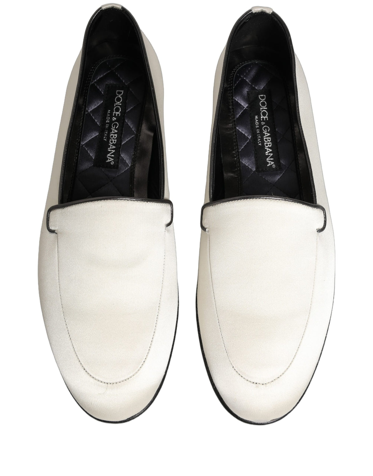 Dolce & Gabbana Weiße Satin-Loafer mit Logo