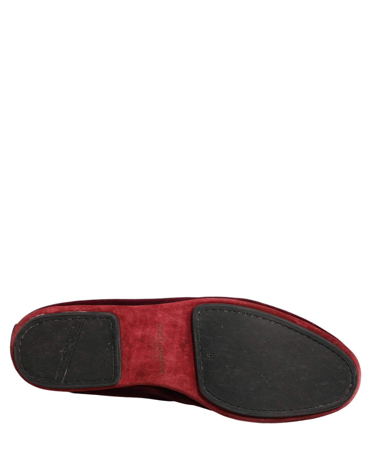 Dolce & Gabbana Burgunder Samt Loafer mit Krone