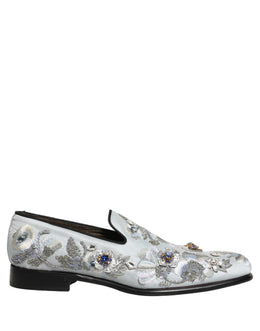 Dolce & Gabbana Weiße Loafer mit Blumenstickerei für Herren