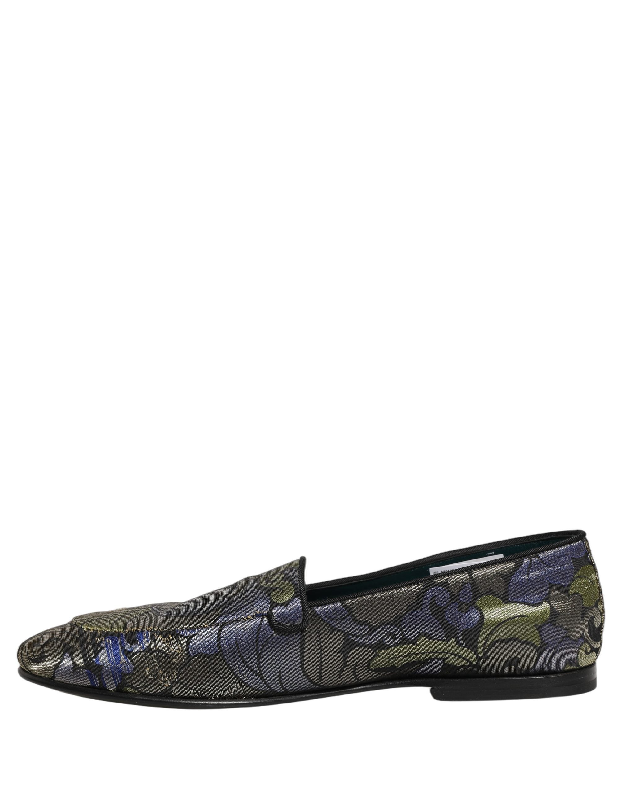 Dolce & Gabbana Mehrfarbige Herren-Loafer aus Jacquard mit Blumenmuster