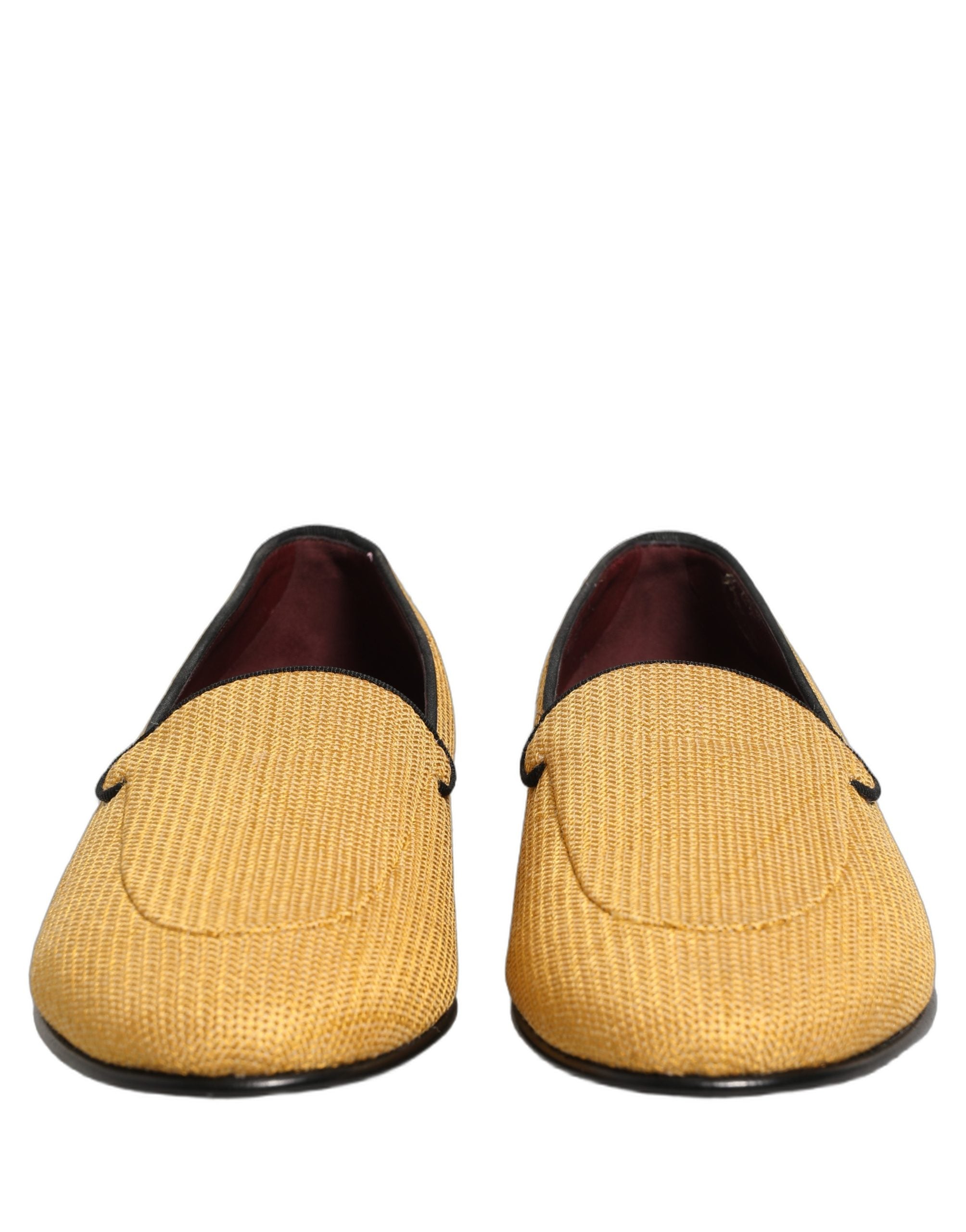 Dolce & Gabbana Gelbe Herren Loafer aus gewebtem Leder