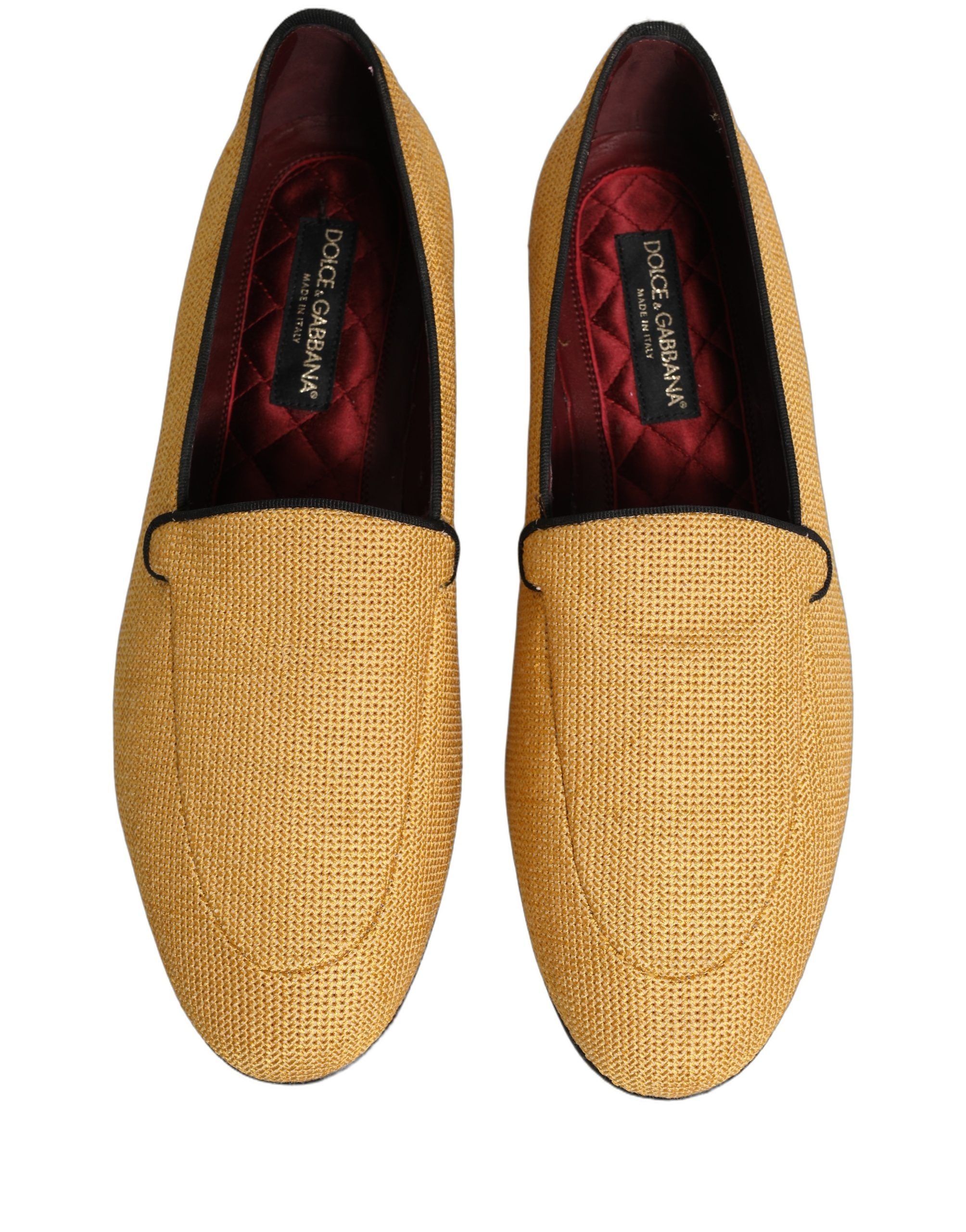 Dolce & Gabbana Gelbe Herren Loafer aus gewebtem Leder