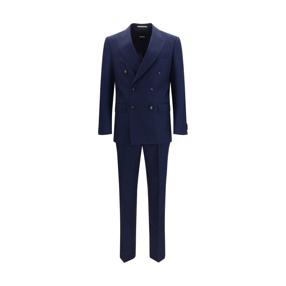 Hugo Boss Black Blaues Leinen-Zweiteiler-Anzug