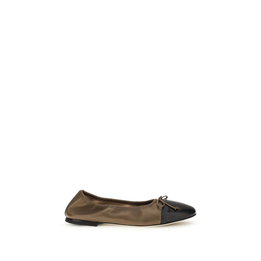 Dear Frances Braune Kalbsleder-Ballerinas Bos Taurus