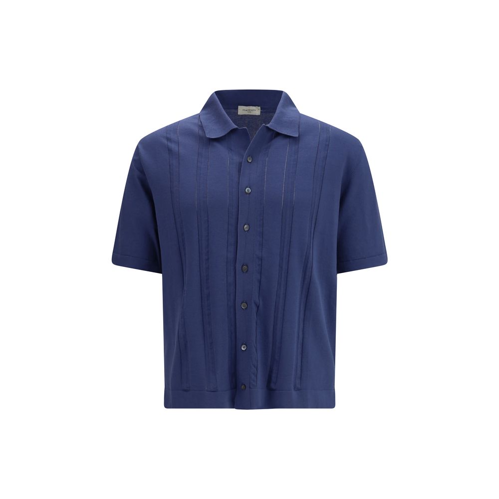 Piacenza Cashmere Blaues Baumwoll-Polohemd