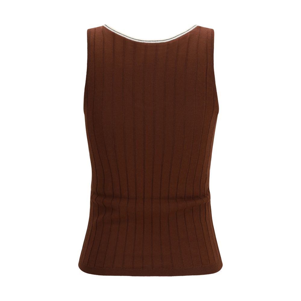 Brunello Cucinelli Bordeaux Woll-Oves-T-Shirt Aries ärmellos