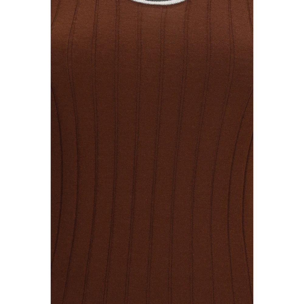 Brunello Cucinelli Bordeaux Woll-Oves-T-Shirt Aries ärmellos