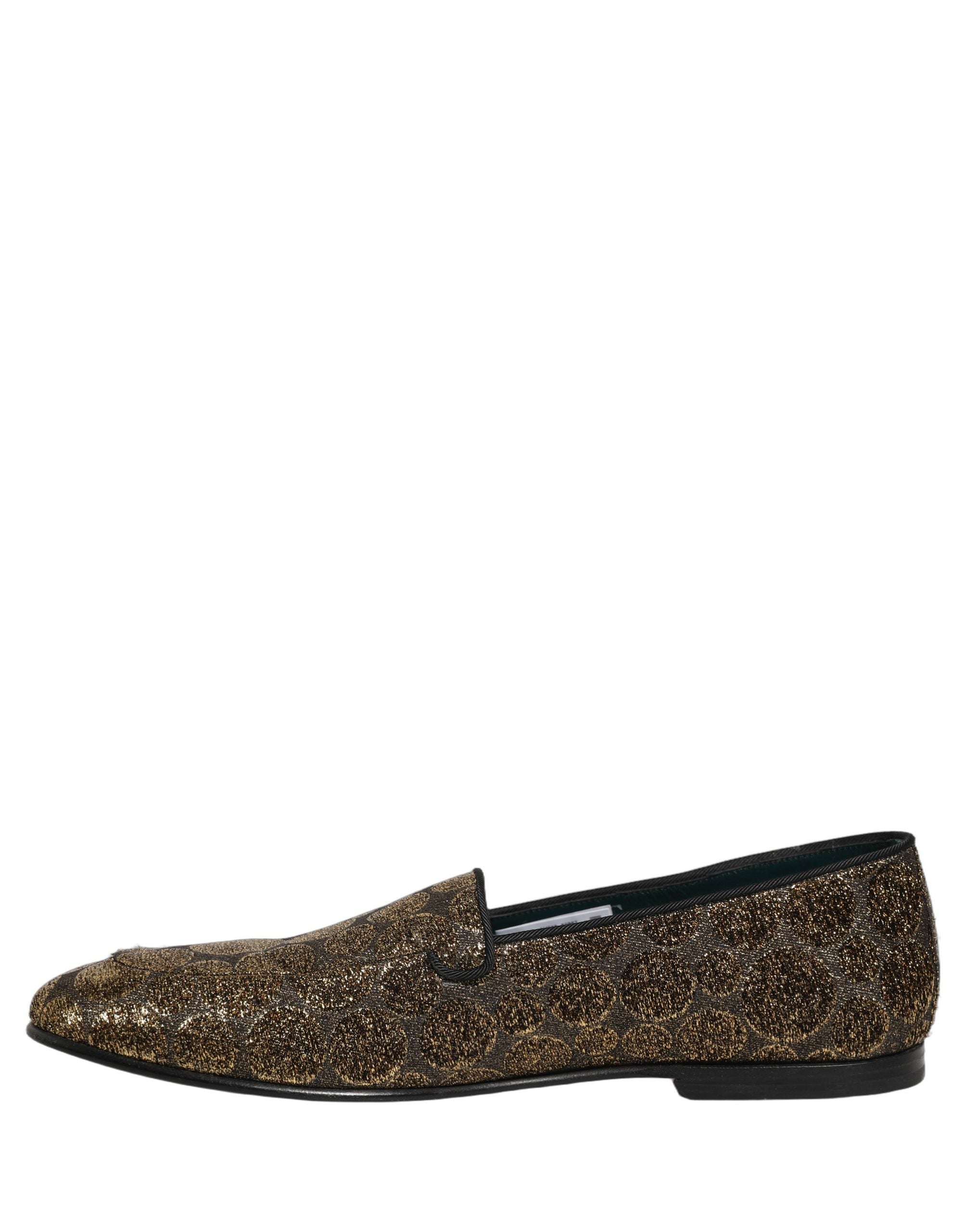 Dolce & Gabbana Gold Lurex Glitzer Herren Slipper Loafer Schuhe