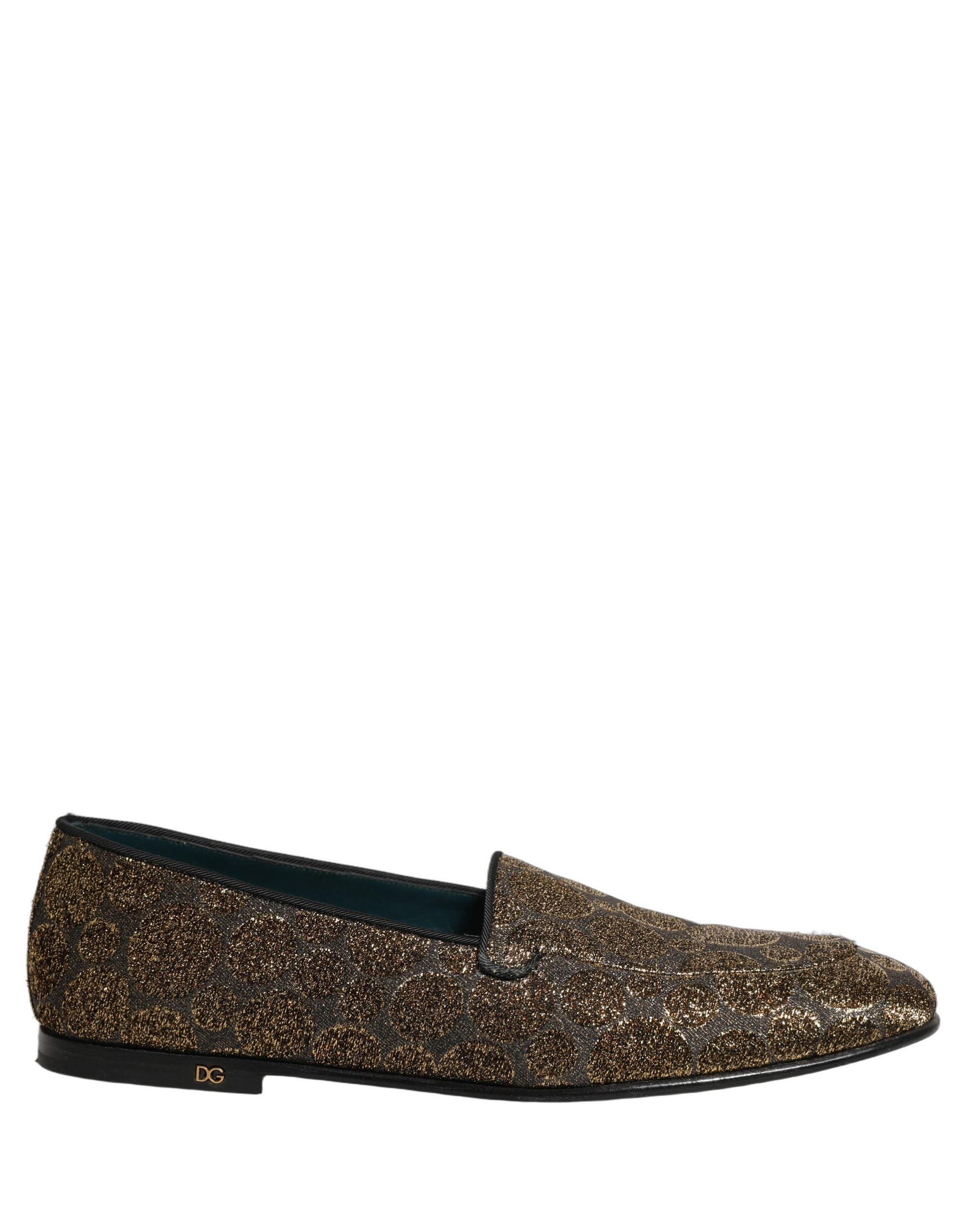 Dolce & Gabbana Gold Lurex Glitzer Herren Slipper Loafer Schuhe