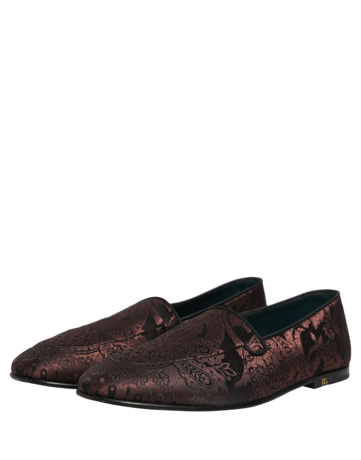 Dolce & Gabbana Burgunderfarbene Jacquard-Loafer aus Leder zum Hineinschlüpfen