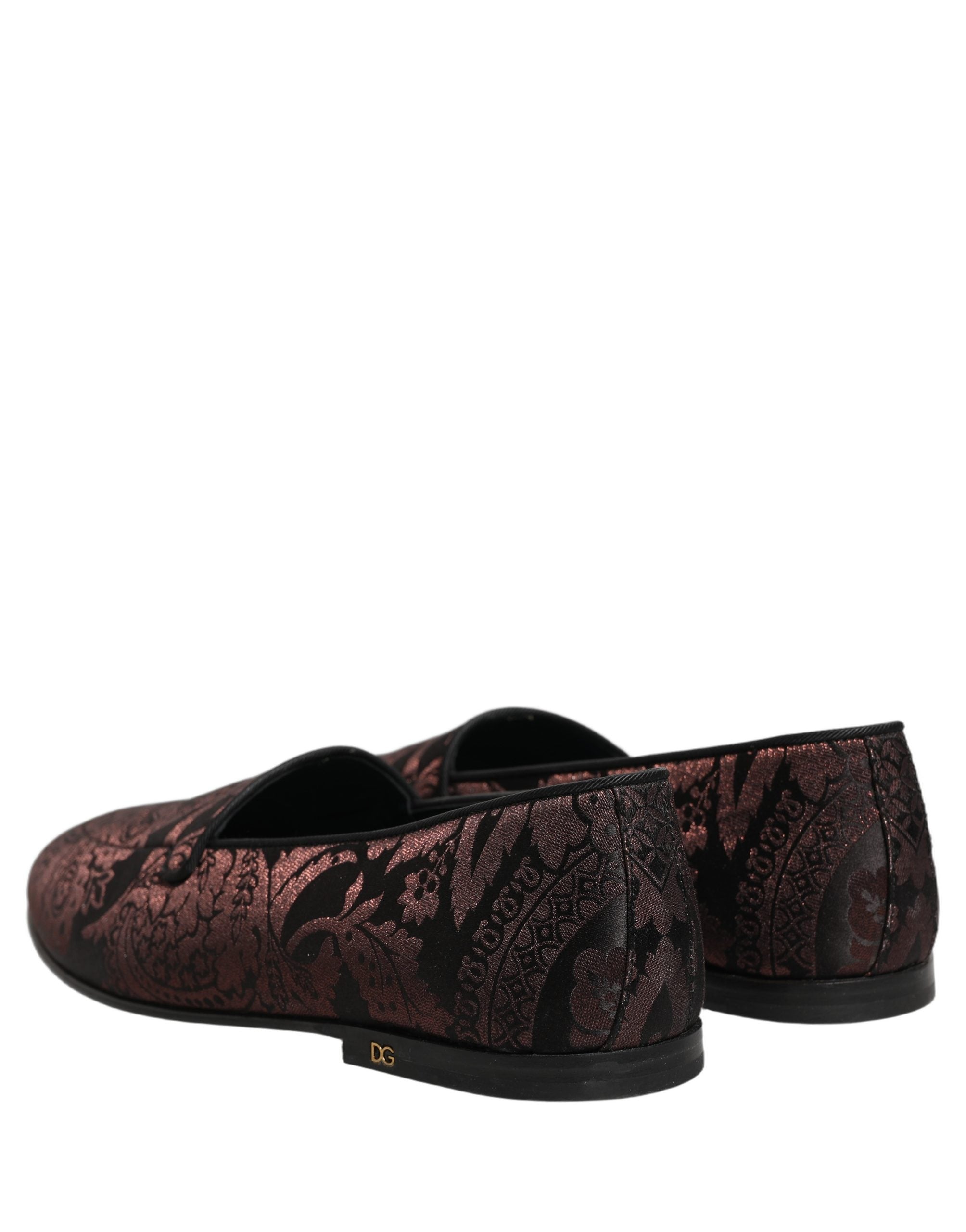 Dolce & Gabbana Burgunderfarbene Jacquard-Loafer aus Leder zum Hineinschlüpfen