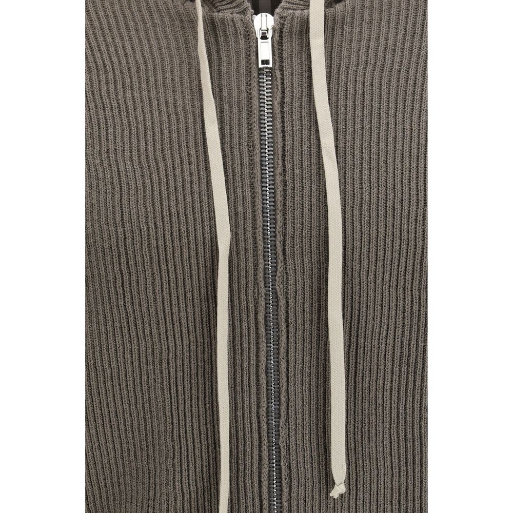 Rick Owens Grauer Woll-Kapuzenpullover Oves Aries
