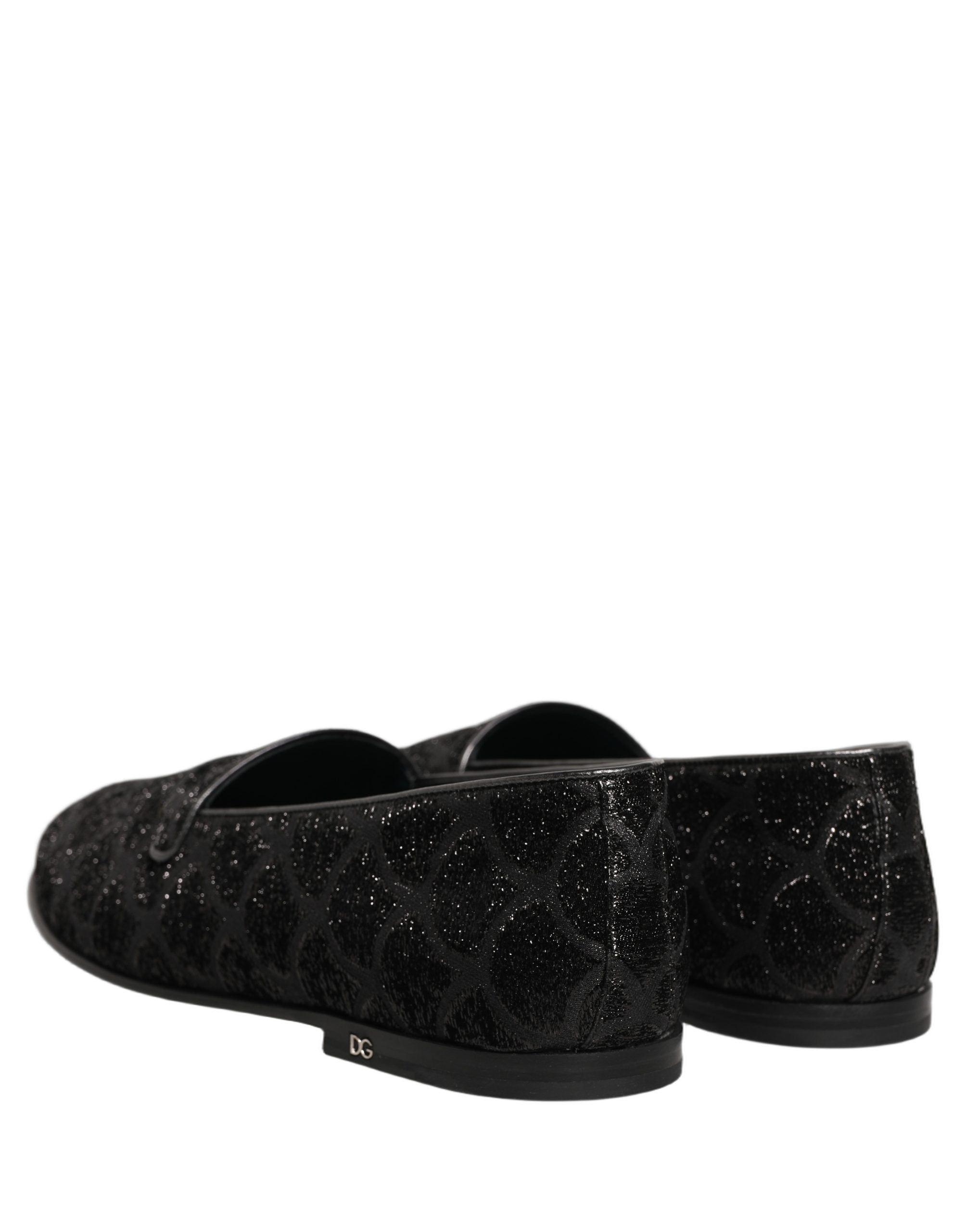 Dolce & Gabbana Schwarze Loafer aus Glitzer-Brocade für Herren