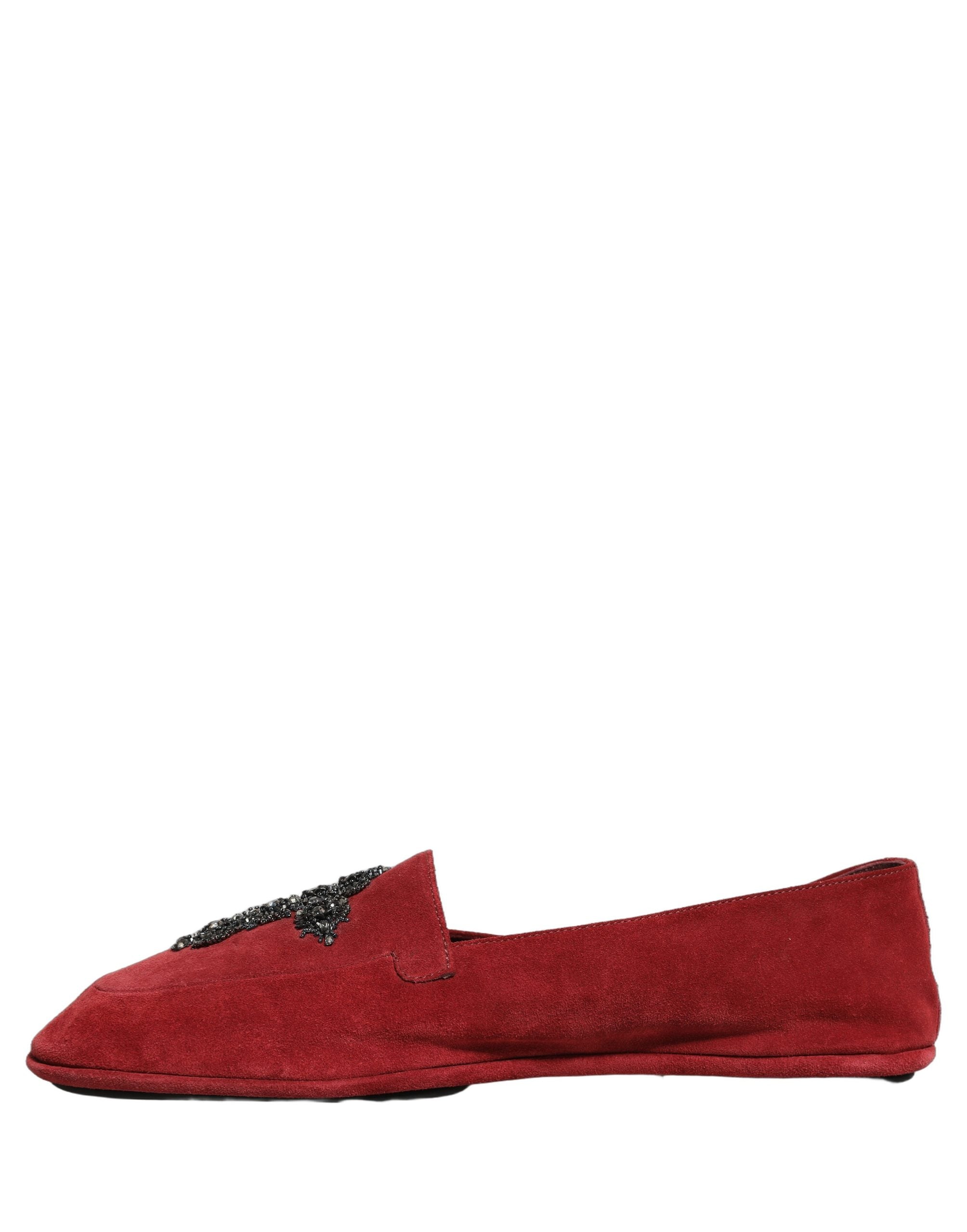 Dolce & Gabbana Rote Wildleder-Slipper mit Kreuz-Applikation