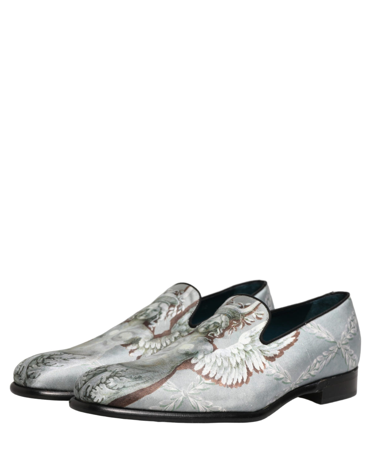 Dolce & Gabbana Graue Barock-Engel-Loafer aus Samt für Herren